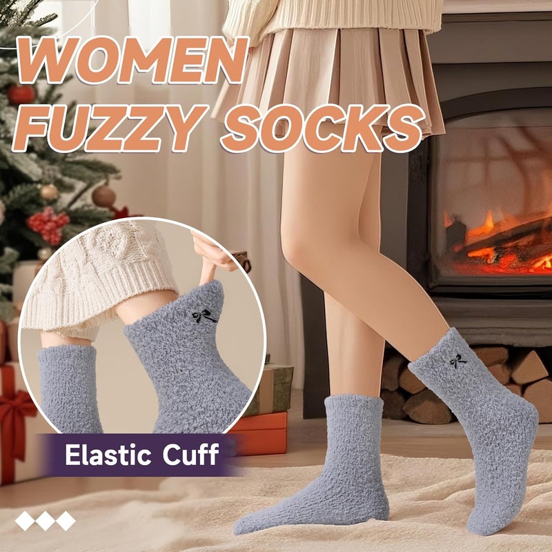 AMENLAN Store Women Fuzzy Slipper Socks Winter Microfiber Soft Cozy Plush Fluffy Socks Warm Comfy Thermal Home Sleeping Socks - Image 4